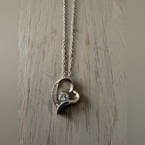 Preserved Rose in Heart Woman’s Silver Necklace 17” (J71)